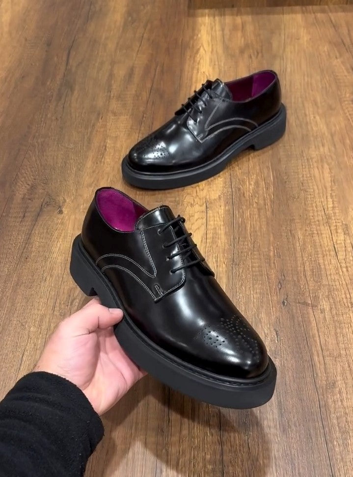 Men's Black Slip-on Oxford Leather Shoes