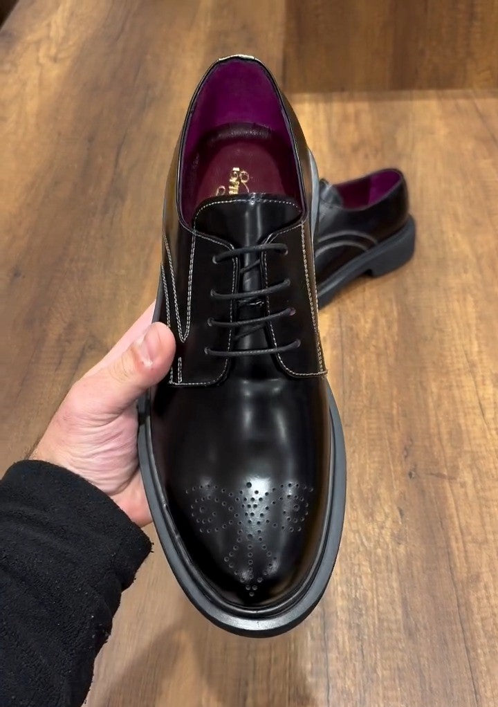 Men's Black Slip-on Oxford Leather Shoes