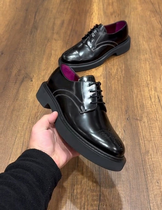 Men's Black Slip-on Oxford Leather Shoes