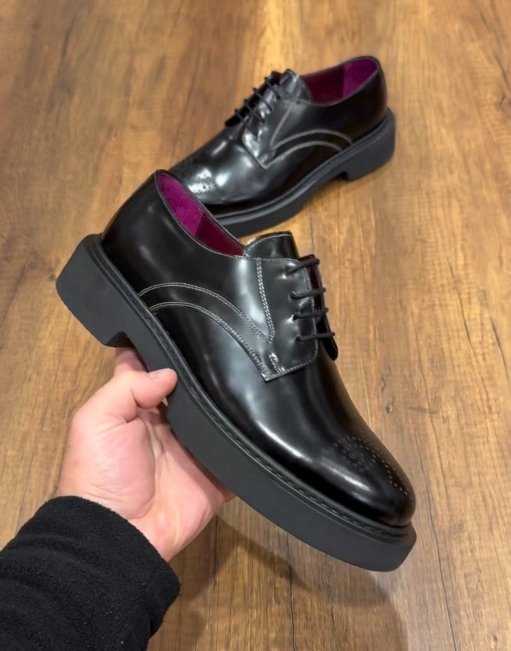 Men's Black Slip-on Oxford Leather Shoes