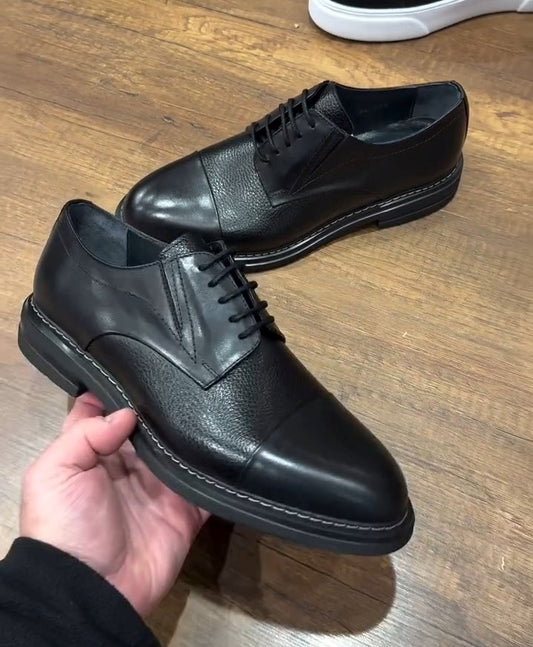 Genuine Leather Casual Eva Sole Black Men's Shoes