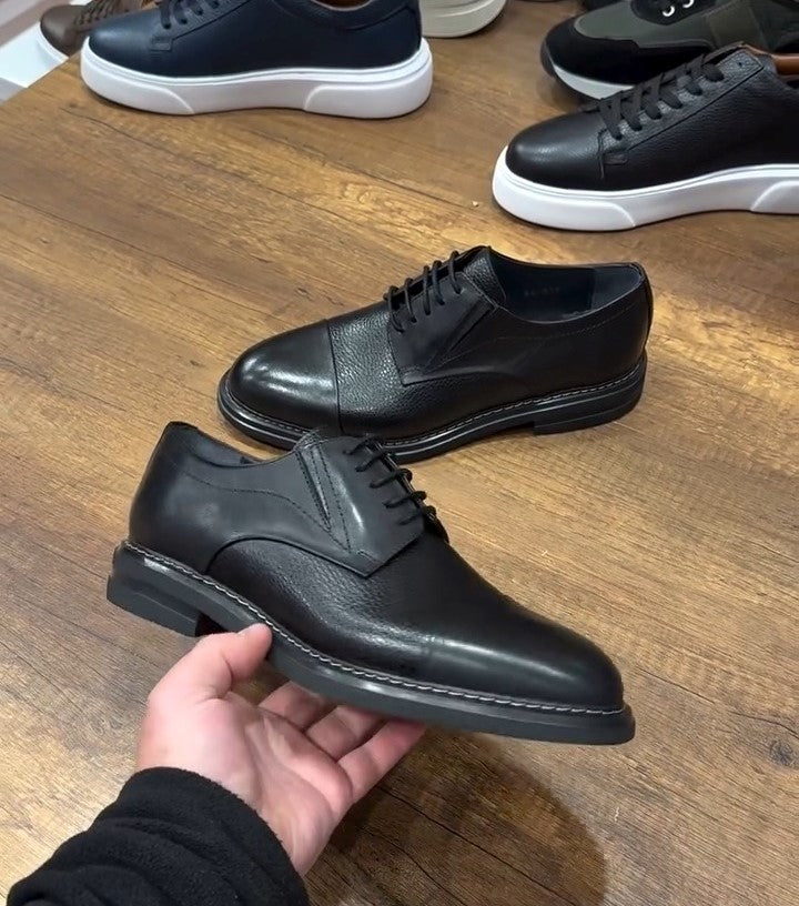 Genuine Leather Casual Eva Sole Black Men's Shoes
