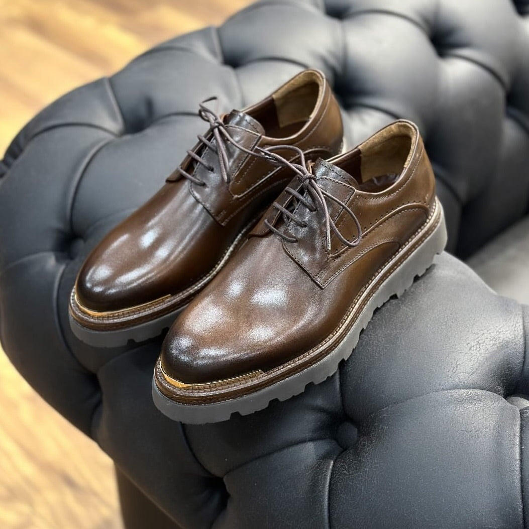 Italian Handmade Brown Lace-up Leather Shoes