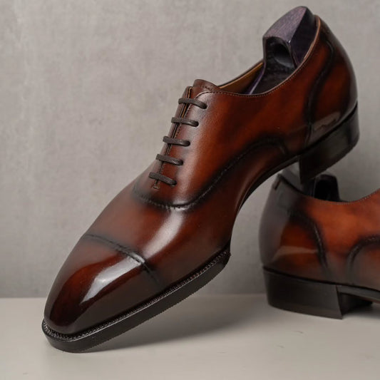 Hand Polished Men's Genuine Leather Oxford Shoes