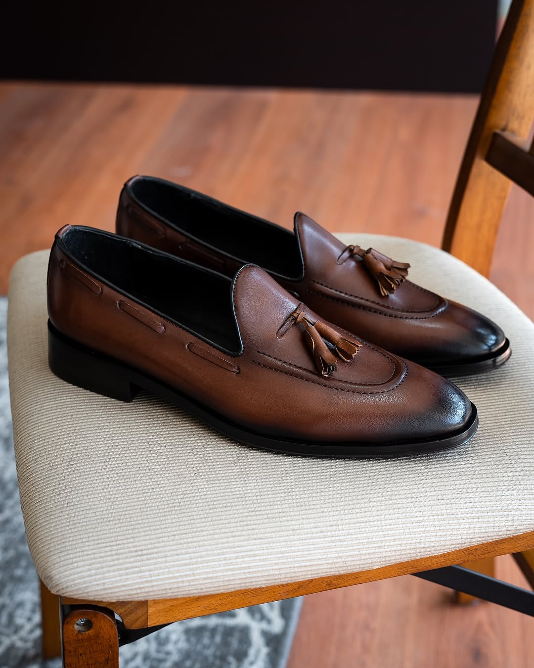 Brown Leather Tassel Loafers