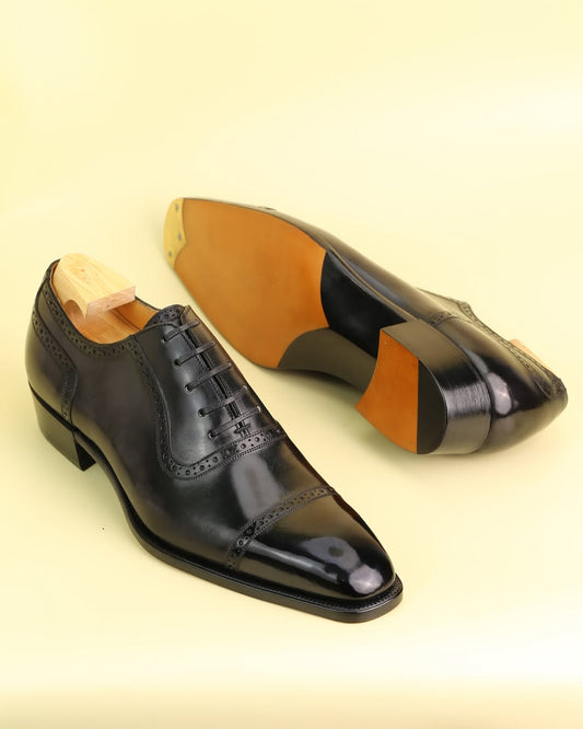 Genuine Cowhide Black Men's Oxford Shoes