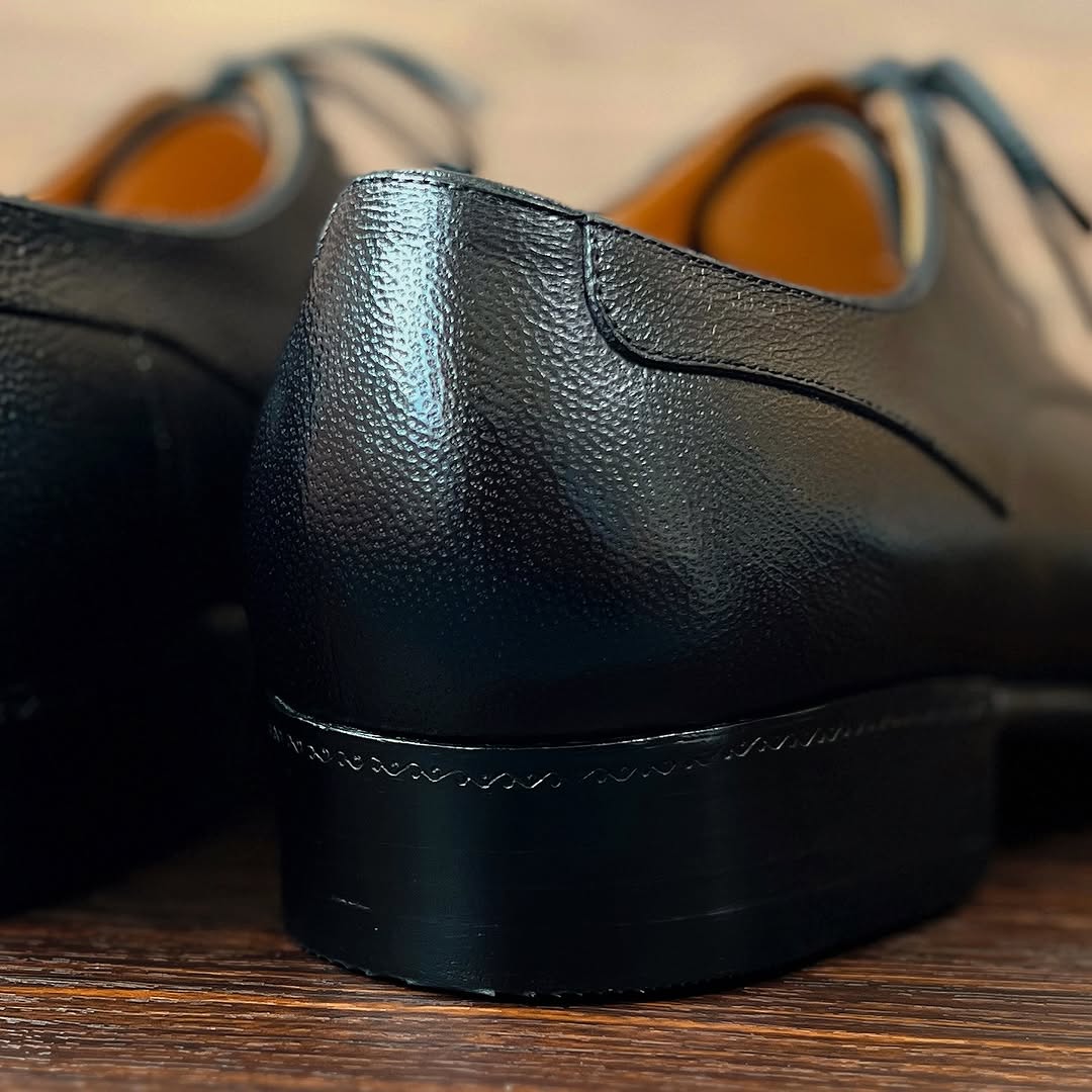 Genuine Cowhide Hand-stitched Black Leather Shoes
