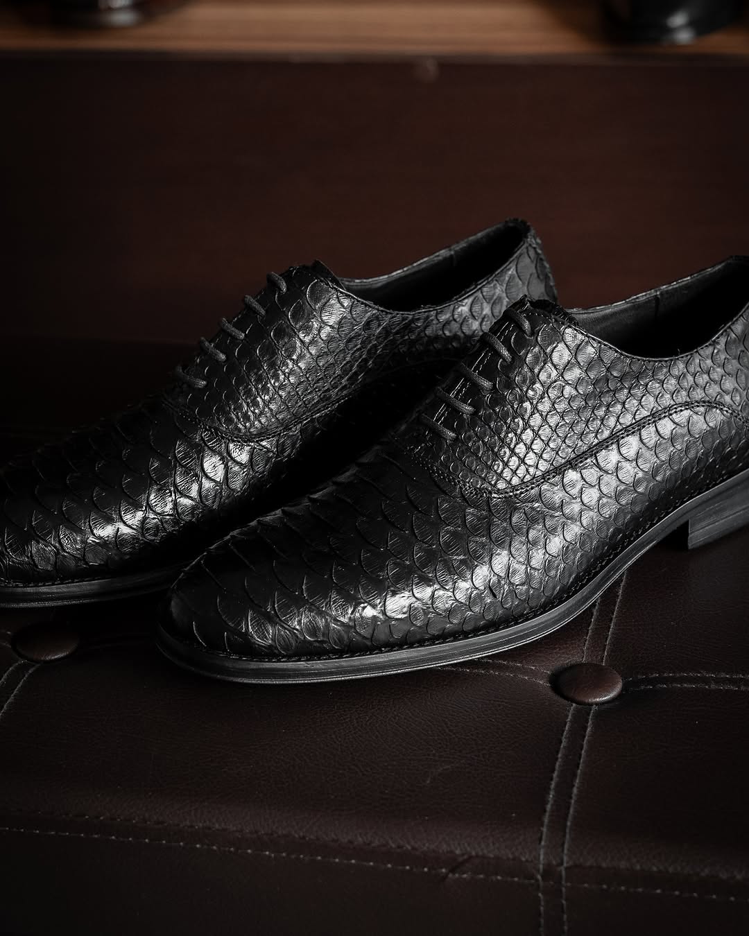 Men's Black Python Oxford Shoes