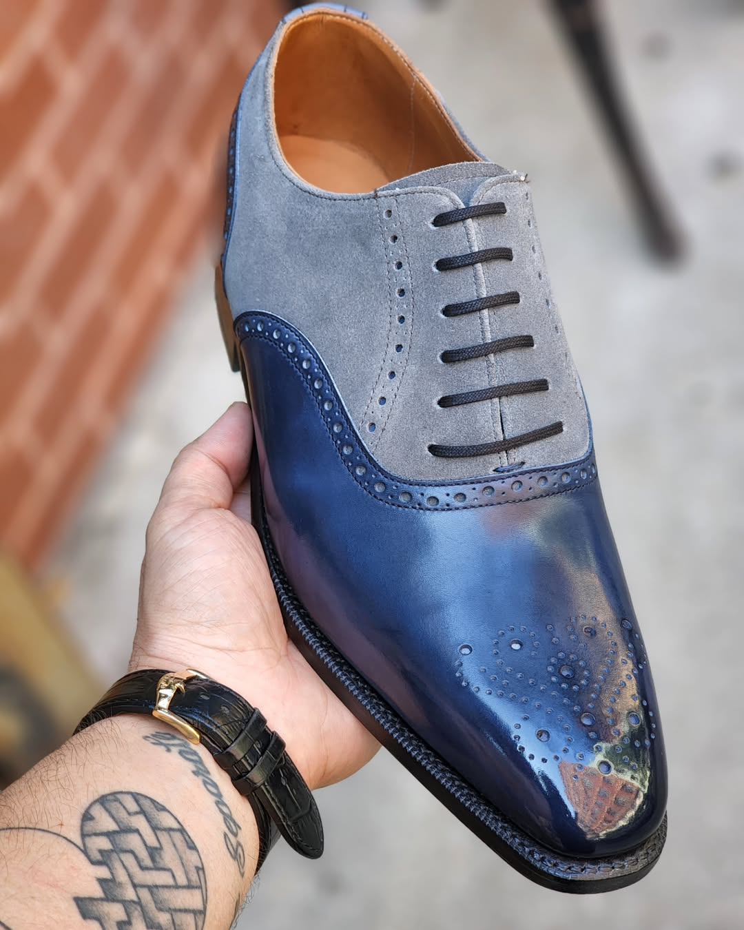 Light Gray Suede Calfskin Oxford Shoes