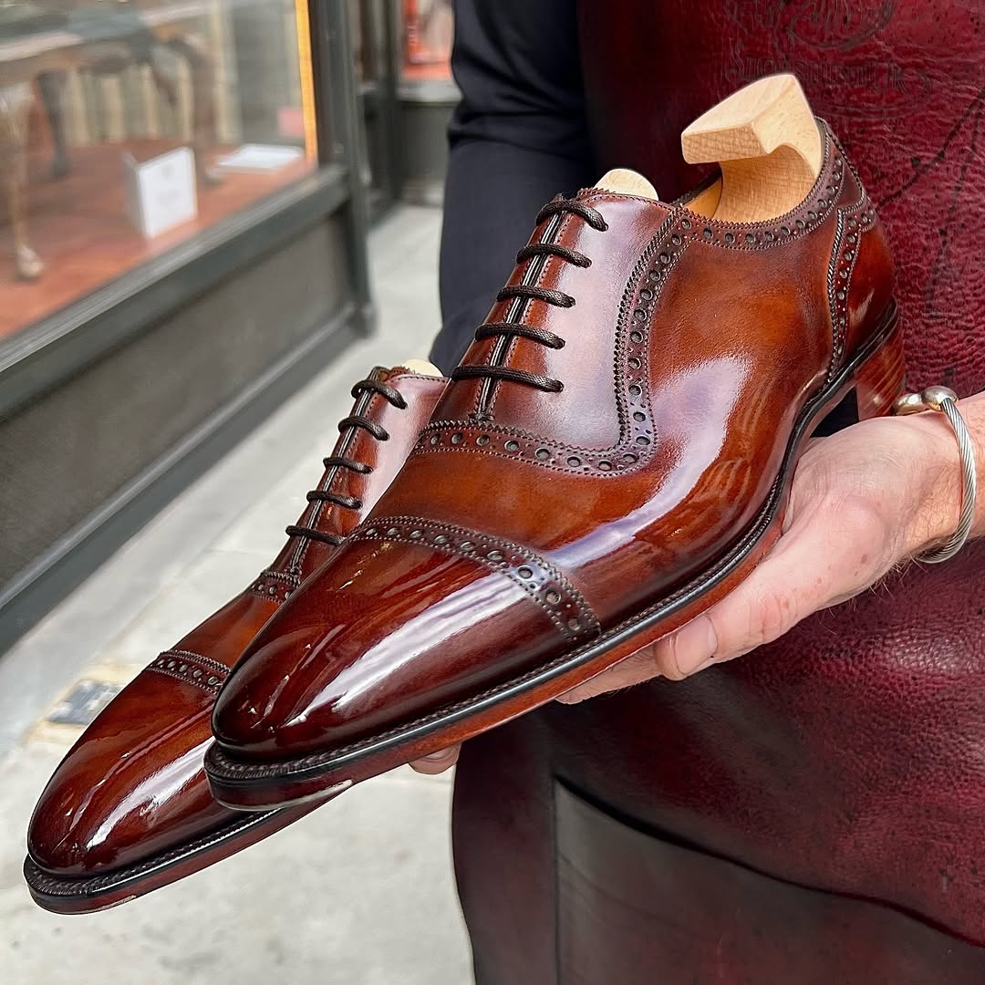 Genuine Cowhide Men's Hand Polished Oxford Shoes