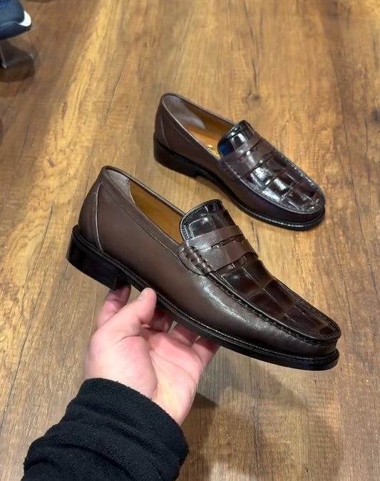 Crocodile Leather Classic Loafers