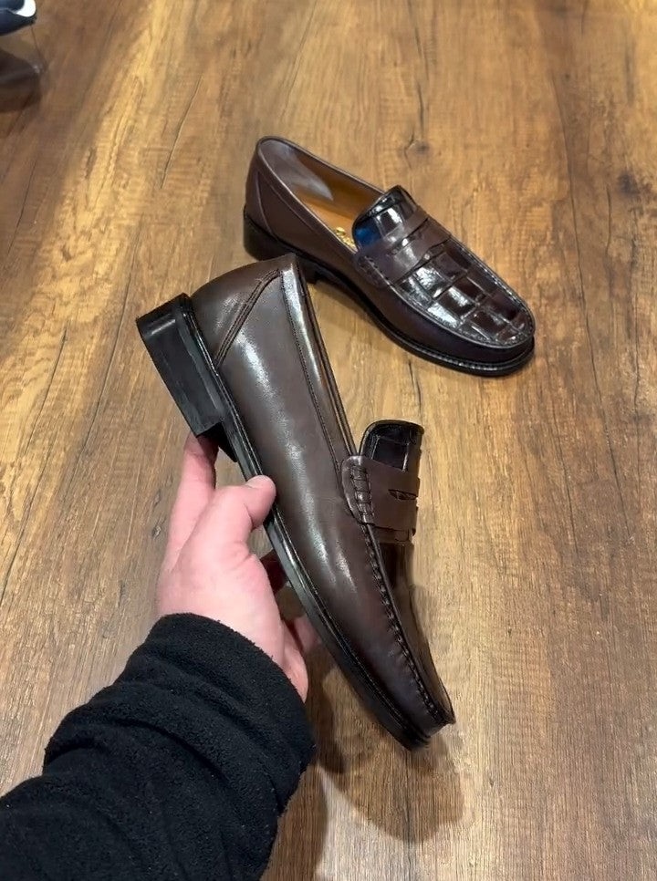 Crocodile Leather Classic Loafers
