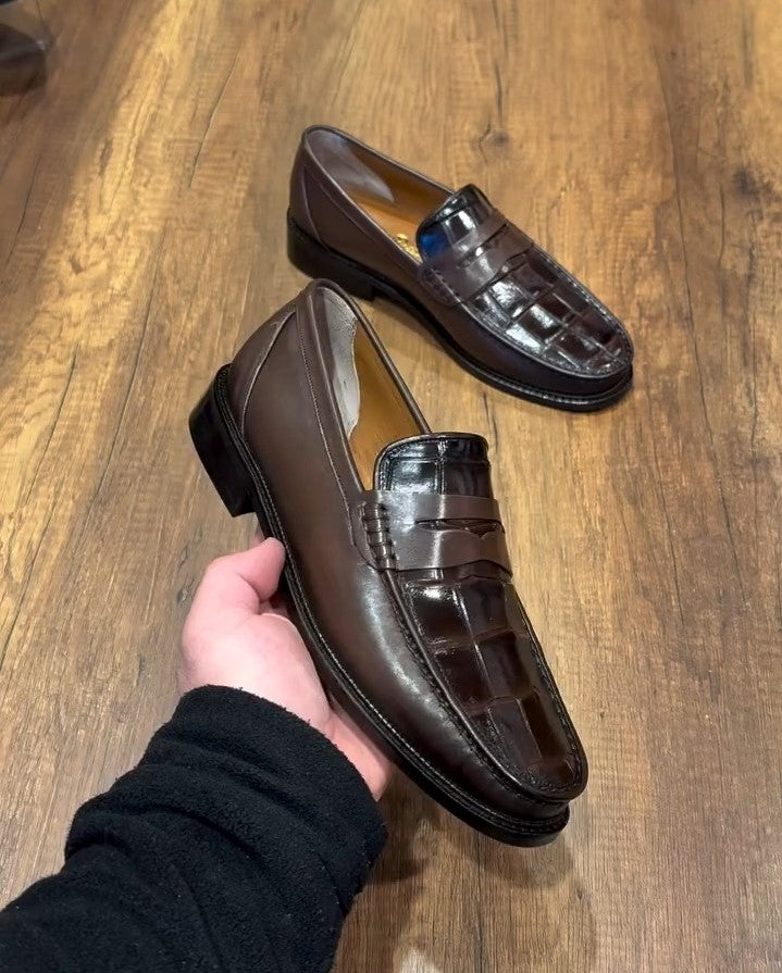 Crocodile Leather Classic Loafers