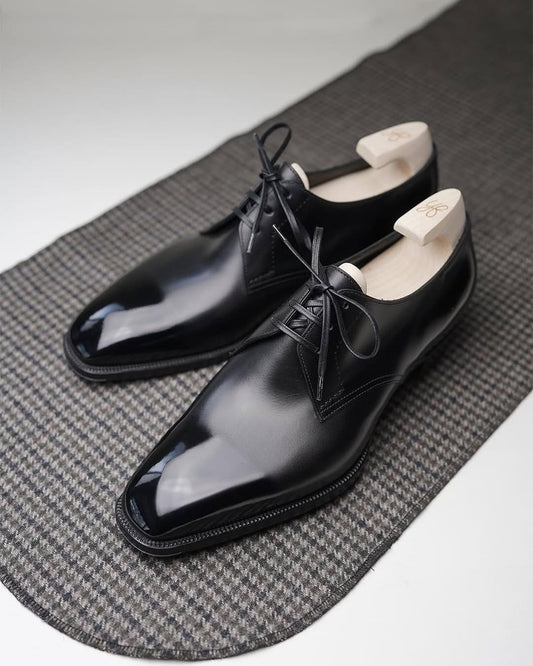 Men's Black Handmade Derby Shoes