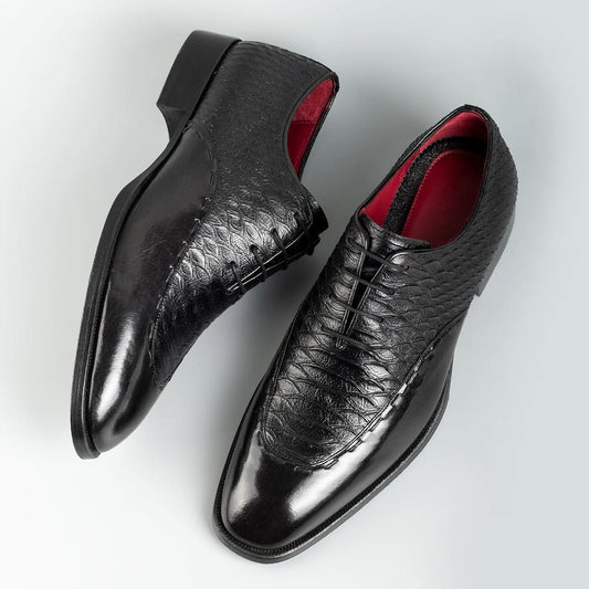 Men's Classic Black Crocodile Leather Shoes