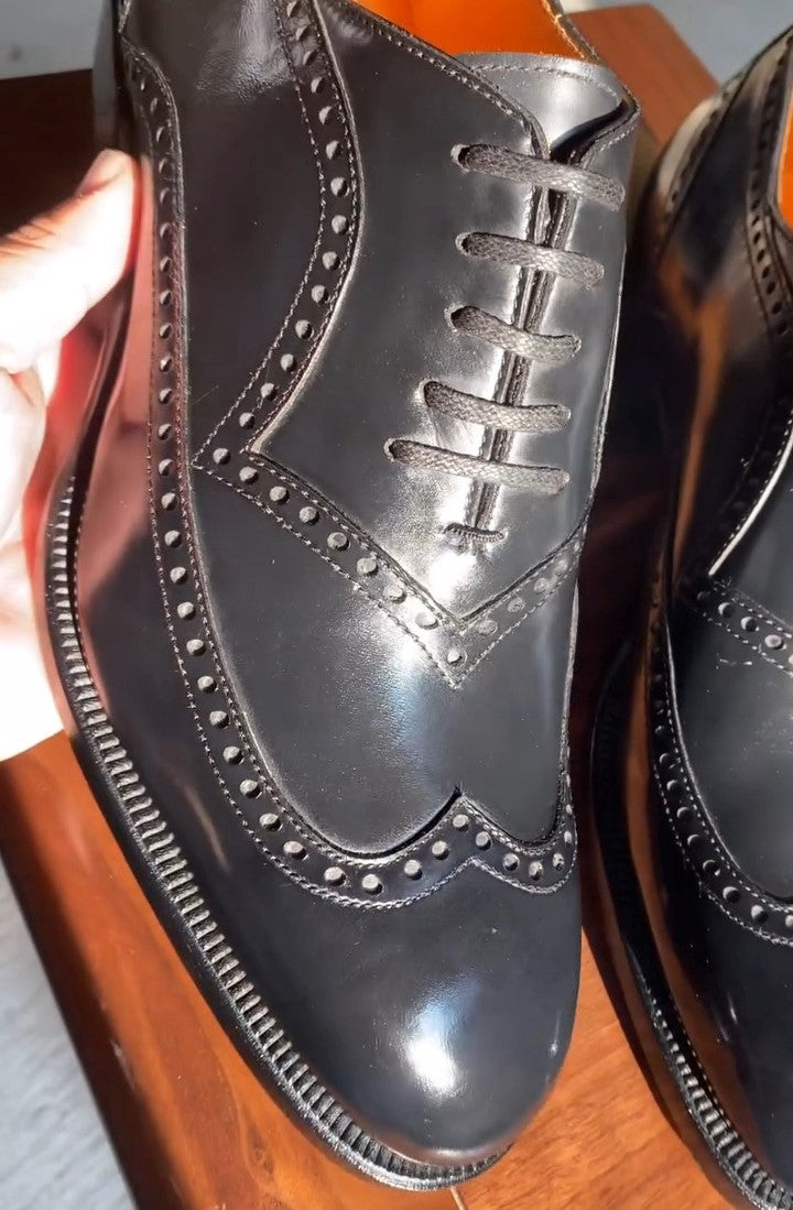 Genuine Men's Handmade Black Oxford Shoes
