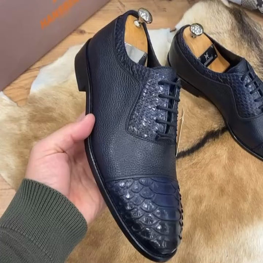 Genuine Python Leather Men's Handmade Leather Shoes