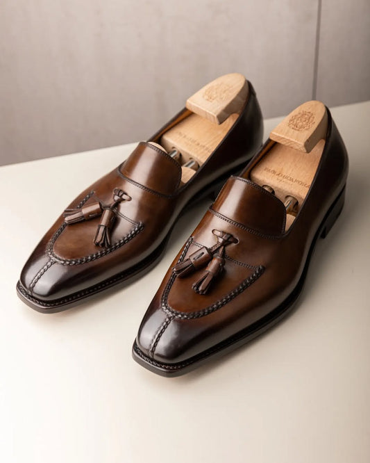 Men's Handmade Brown Tassel Loafers