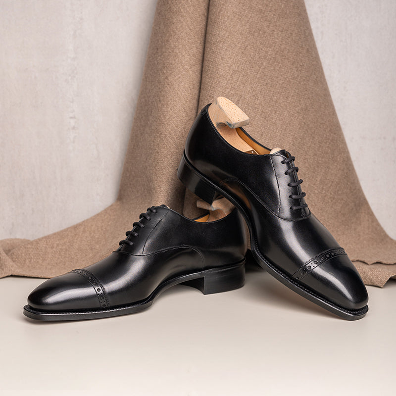 Men's Handmade Black Oxford