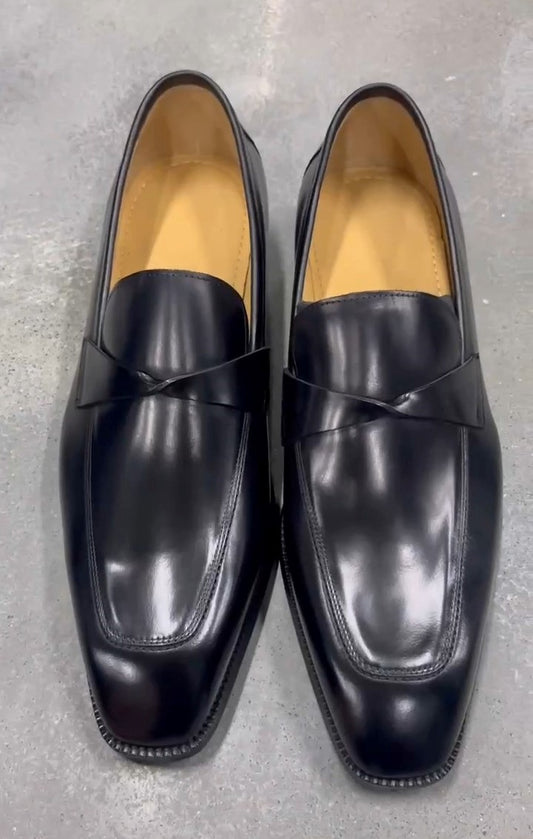 Black Hand-Painted Penny Loafers
