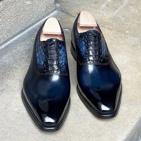 Crocodile&calf Leather Oxford’s Shoes