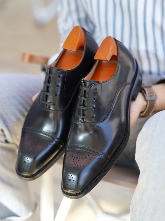 Classic Black Wingtip Oxfords