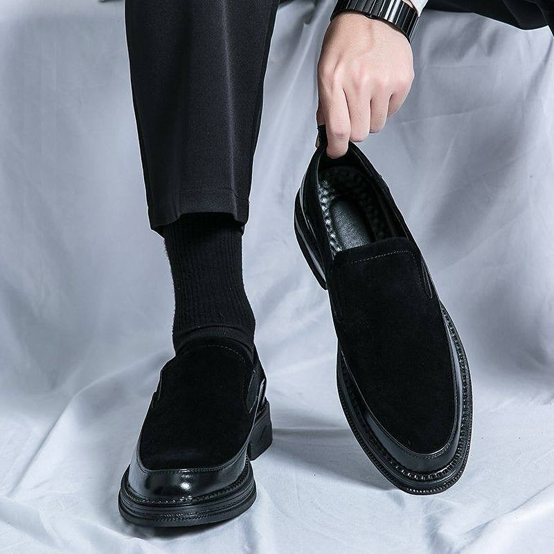 Men's Black Suede Double Loafers