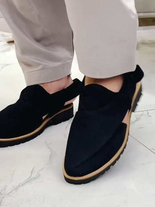 Black Side Buckle Fashion Sandals