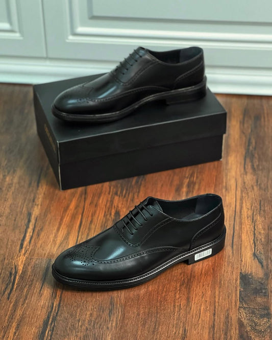 Men's Classic Black Genuine Leather Shoes