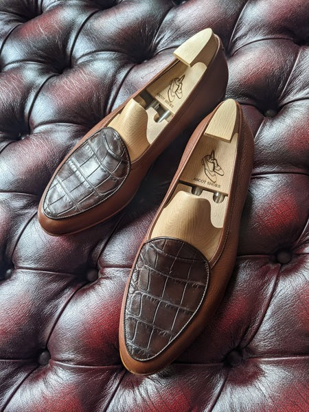 Loafer - Brown Alligator & Tan Calf