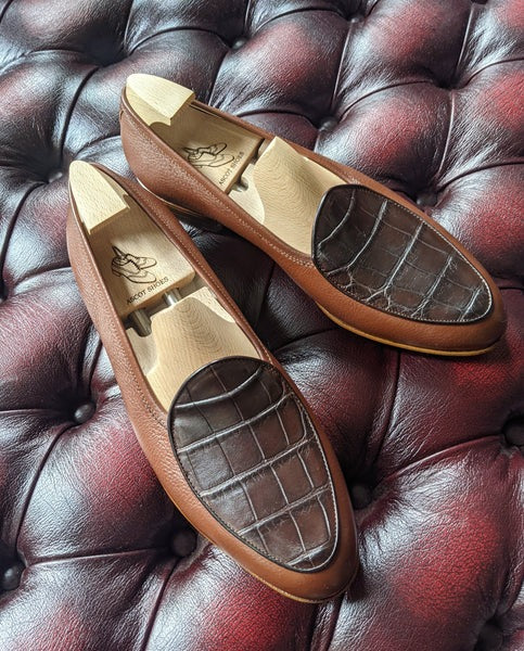 Loafer - Brown Alligator & Tan Calf