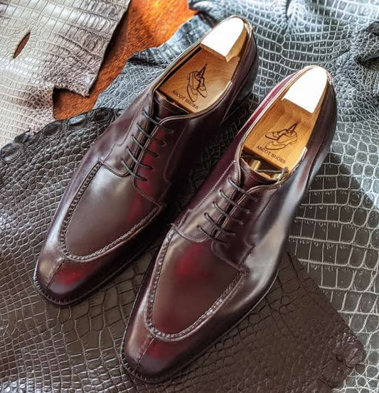 Burgundy Split-Toe Derby Shoes