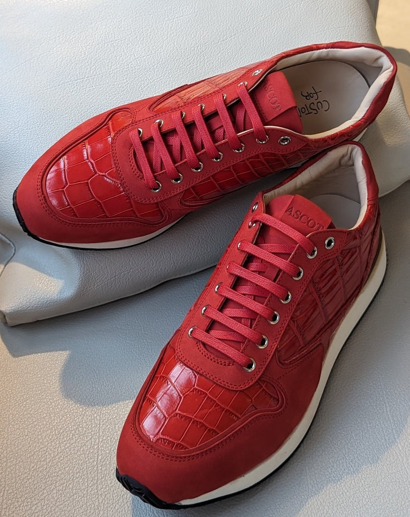 Men's Red Crocodile Sneakers