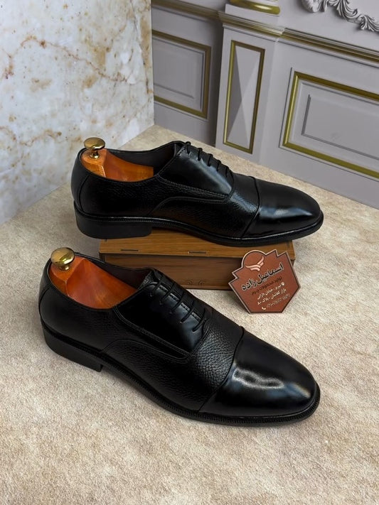 Men's Genuine Leather Black Calfskin Shoes