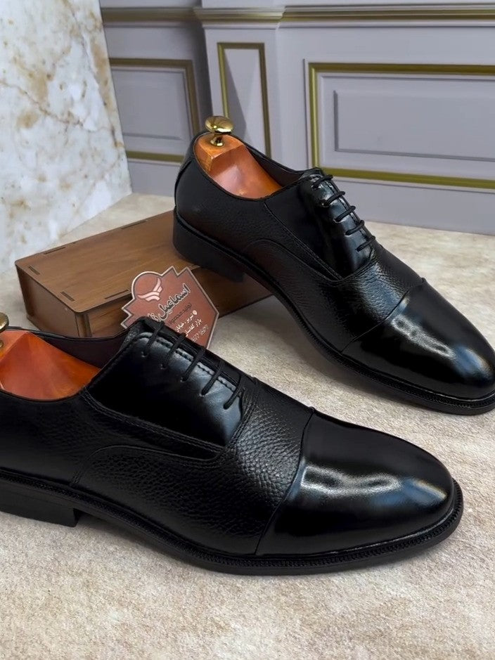 Men's Genuine Leather Black Calfskin Shoes
