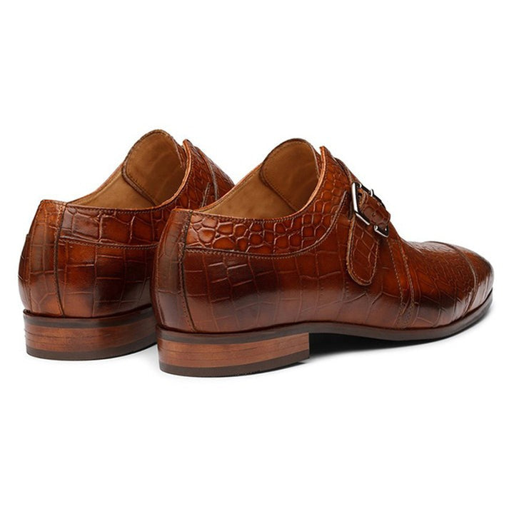 Tan Single Strap Croco Loafers