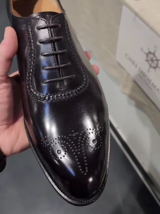 Men's Genuine Handmade Dark Aubergine Oxford Shoes