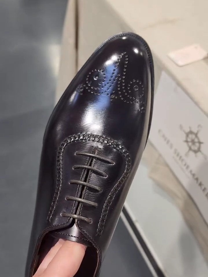 Men's Genuine Handmade Dark Aubergine Oxford Shoes