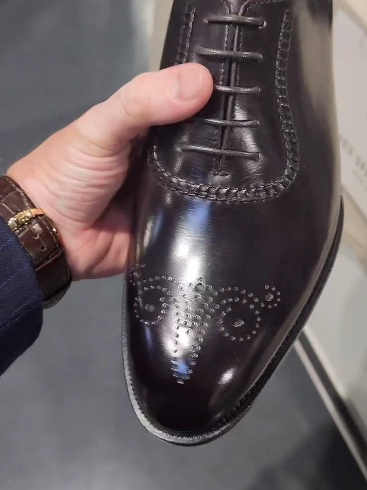Men's Genuine Handmade Dark Aubergine Oxford Shoes