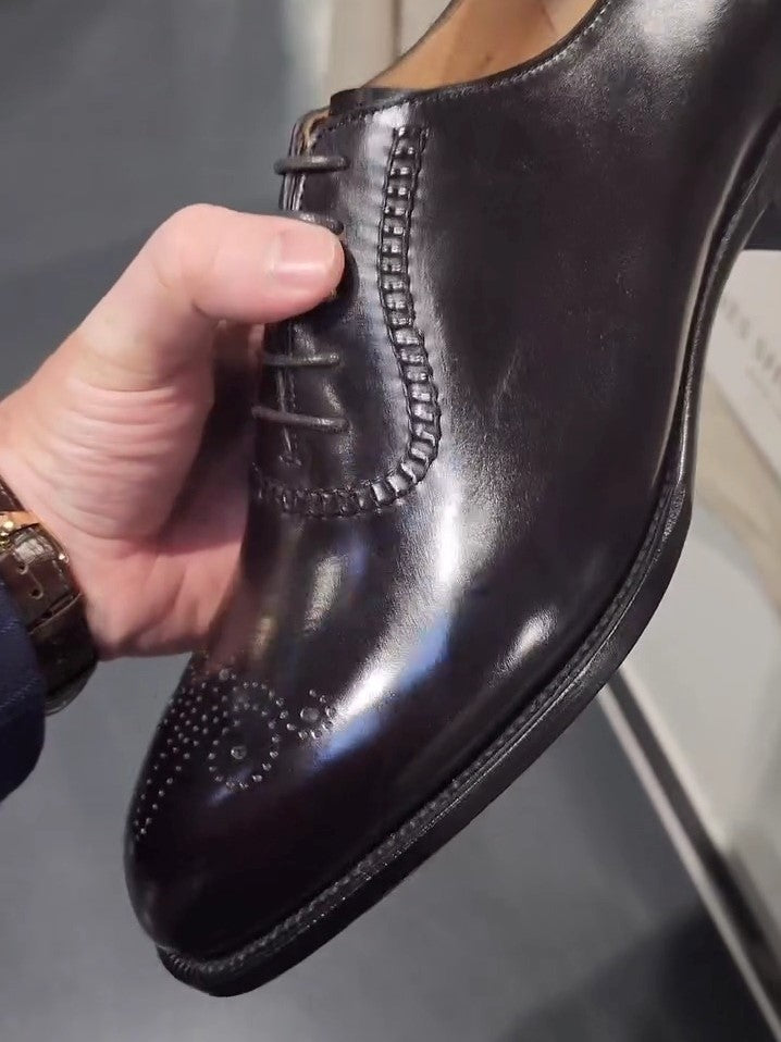Men's Genuine Handmade Dark Aubergine Oxford Shoes