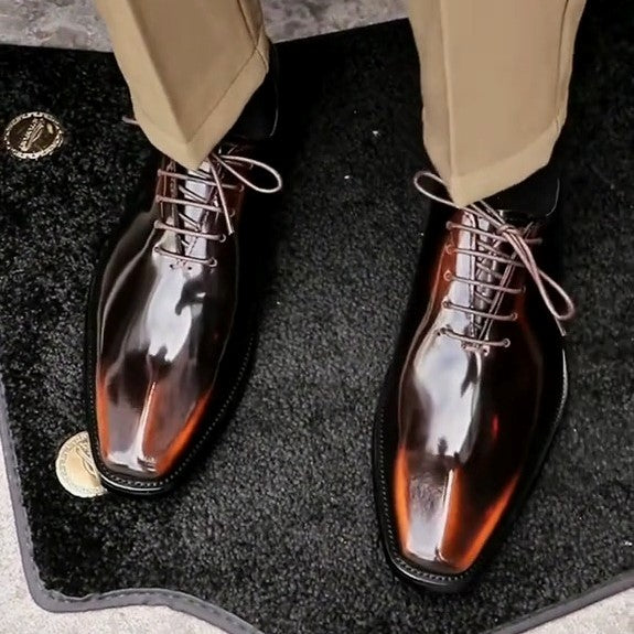 Men's Shiny Lace-up Leather Shoes