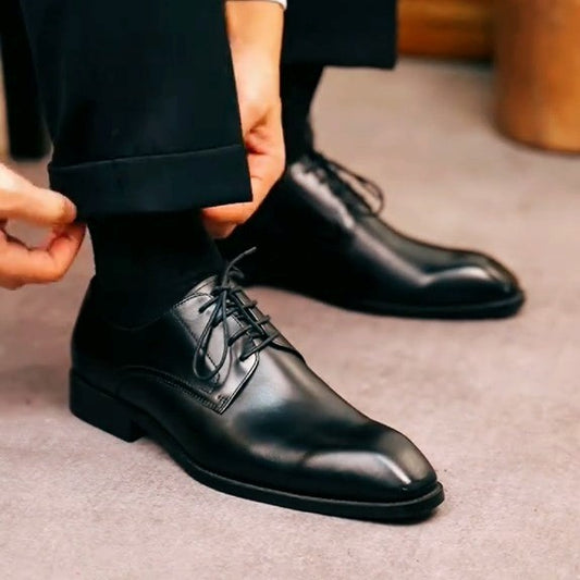 Men's Black Lace-up Derby Shoes