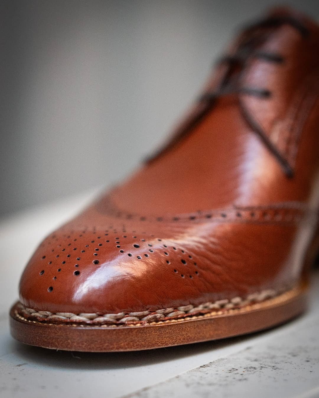 Men's Brown Handmade Derby Leather Shoes