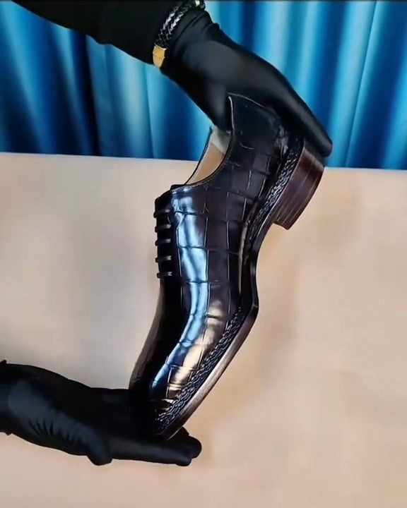 Men's Handmade Crocodile Leather Oxford Shoes