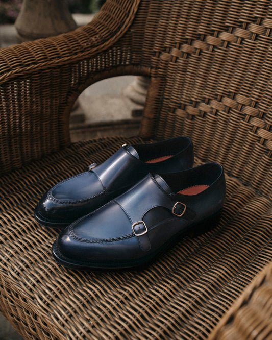 Classic Black Double Buckle Leather Shoes