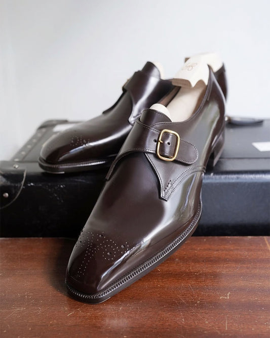 Men's Handmade Single Buckle Leather Shoes