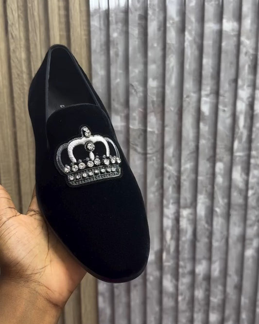 Black Suede Diamond Loafers
