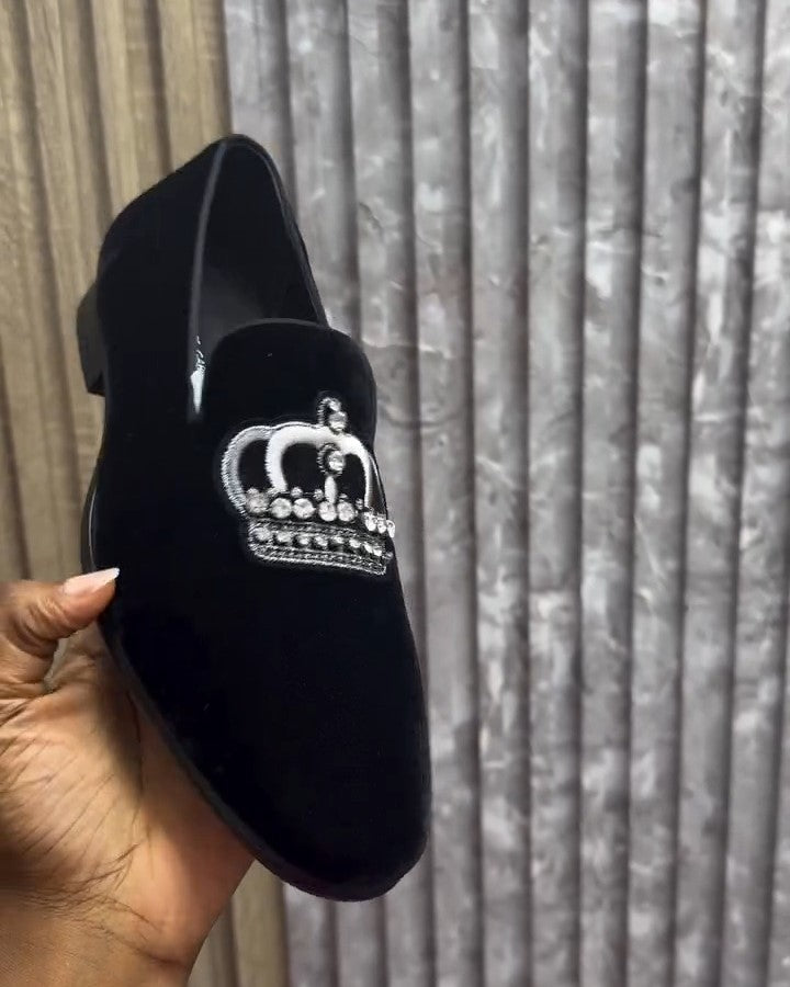 Black Suede Diamond Loafers