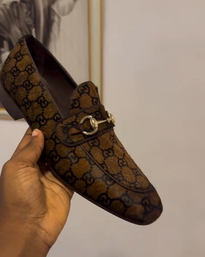 Brown Suede Metal Buckle Loafer