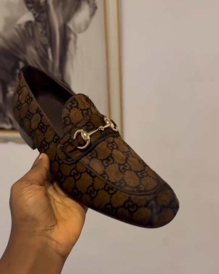 Brown Suede Metal Buckle Loafer